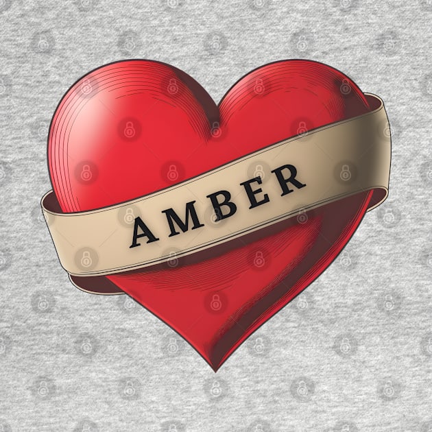 Amber - Lovely Red Heart With a Ribbon by Allifreyr@gmail.com